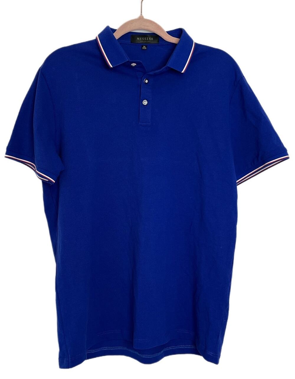 Mens Messina Cotton Collar Royal Blue Polo Preppy Dressy Sailing Shirt Size‎ XL